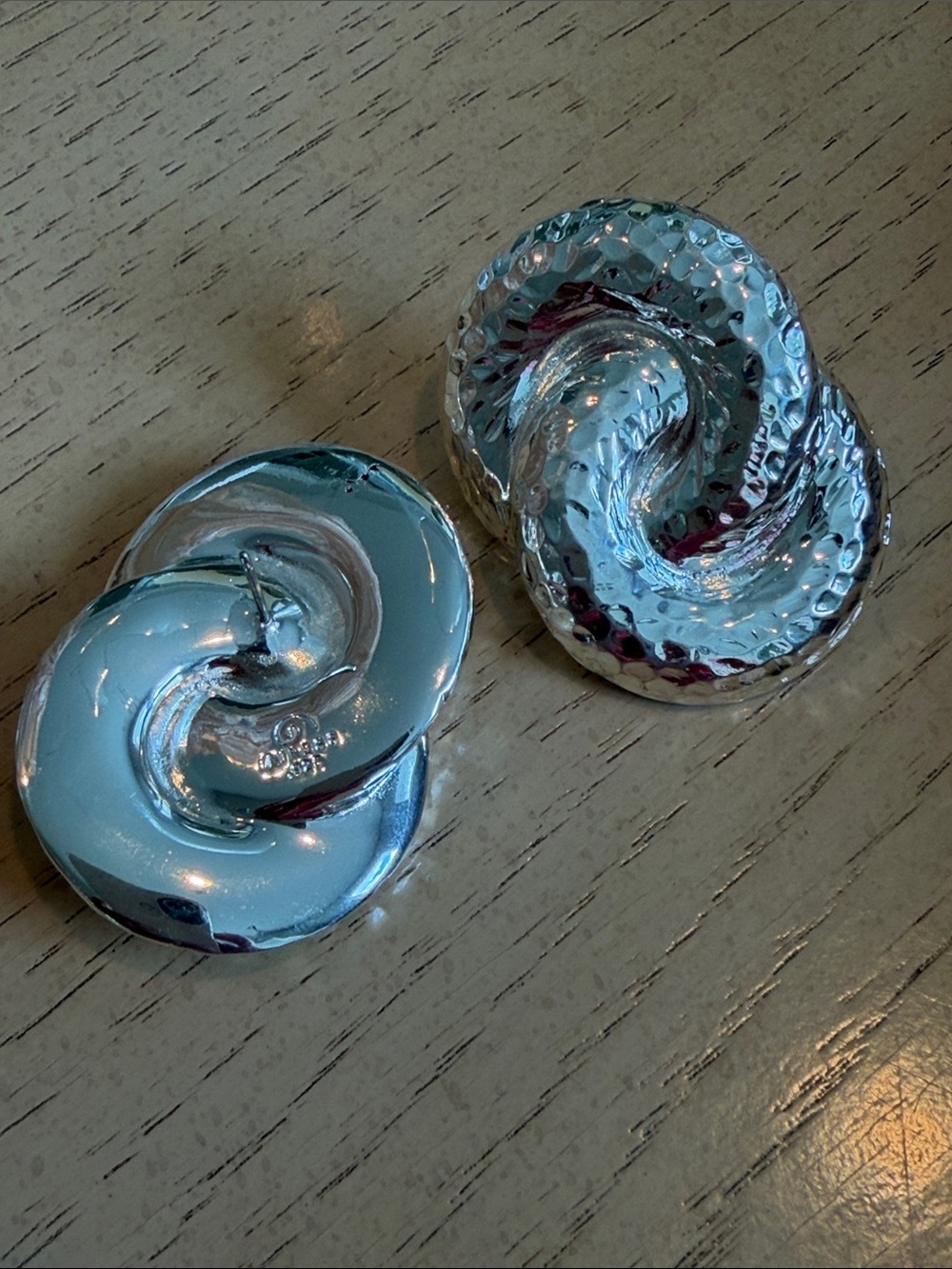 AIRESS Sterling Silver Twisted Knot Earrings - Shiny Silver